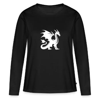Dragon fantastique avec des ailes du Moyen Âge - T-shirt manches longues Premium bio Femme - noir - Devant - Julia (174cm)