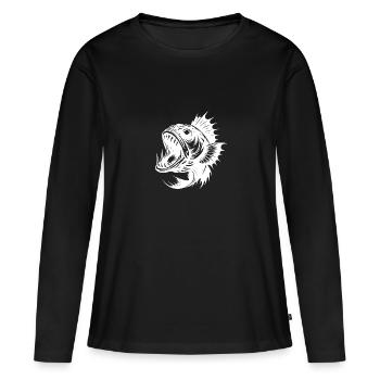 Créature marine cauchemardesque dents terribles - T-shirt manches longues Premium bio Femme - noir - Devant - Julia (174cm)