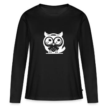 Mignon mignon hibou mignon avec de grands yeux - T-shirt manches longues Premium bio Femme - noir - Devant - Julia (174cm)