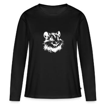 Hamster sympathique aux yeux vifs - T-shirt manches longues Premium bio Femme - noir - Devant - Julia (174cm)