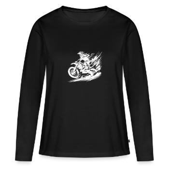 Action de motocross avec de la saleté et de la poussière - T-shirt manches longues Premium bio Femme - noir - Devant - Julia (174cm)