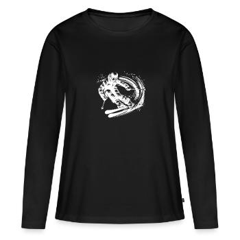Skieur à pleine vitesse sur piste de poudreuse - T-shirt manches longues Premium bio Femme - noir - Devant - Julia (174cm)