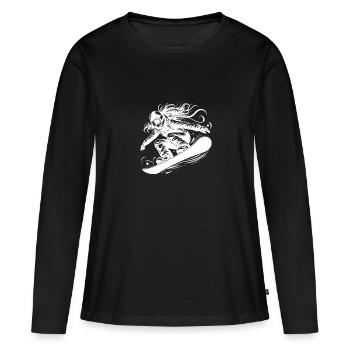 Poudreuse et snowboard - T-shirt manches longues Premium bio Femme - noir - Devant - Julia (174cm)