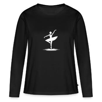 Ästhetisches Tanzdesign mit klassischer Pose - Frauen Premium Bio Langarmshirt - Schwarz - Vorne - Julia (174cm)