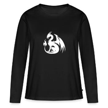 Dragon géant en colère avec d’énormes ailes - T-shirt manches longues Premium bio Femme - noir - Devant - Julia (174cm)