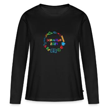 Schulkind 2024 ABC - Frauen Premium Bio Langarmshirt - Schwarz - Vorne - Julia (174cm)
