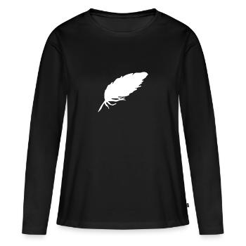 Feder - Frauen Premium Bio Langarmshirt - Schwarz - Vorne - Julia (174cm)