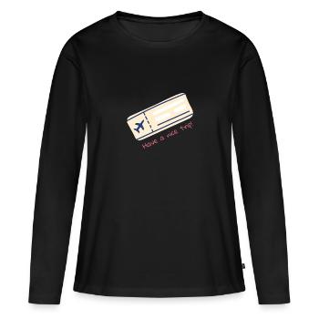 Billet d’avion - T-shirt manches longues Premium bio Femme - noir - Devant - Julia (174cm)