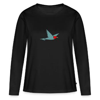 b i r d382 - Frauen Premium Bio Langarmshirt - Schwarz - Vorne - Julia (174cm)