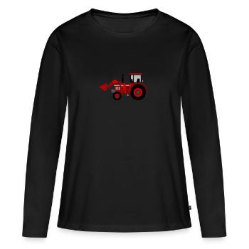 tracteur rouge - T-shirt manches longues Premium bio Femme - noir - Devant - Julia (174cm)