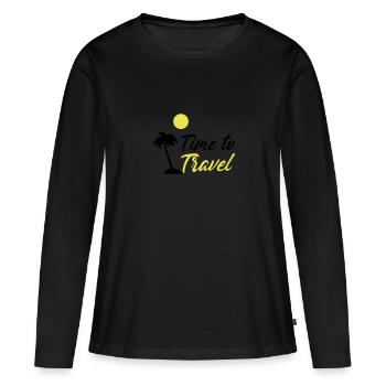 time to travel - T-shirt manches longues Premium bio Femme - noir - Devant - Julia (174cm)