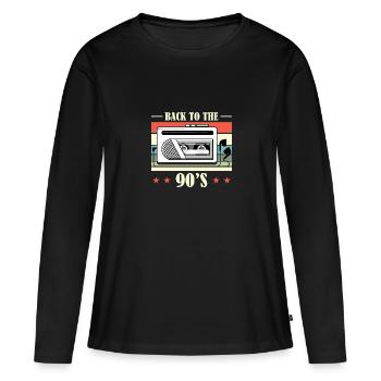 Walkman Retour aux années 90 - Idée cadeau - T-shirt manches longues Premium bio Femme - noir - Devant - Julia (174cm)