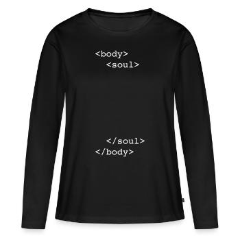 html body & soul - T-shirt manches longues Premium bio Femme - noir - Devant - Julia (174cm)