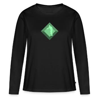 Lecteur de disque frisbee - T-shirt manches longues Premium bio Femme - noir - Devant - Julia (174cm)