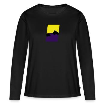 Agriculture, Vache, Agriculteur - T-shirt manches longues Premium bio Femme - noir - Devant - Julia (174cm)