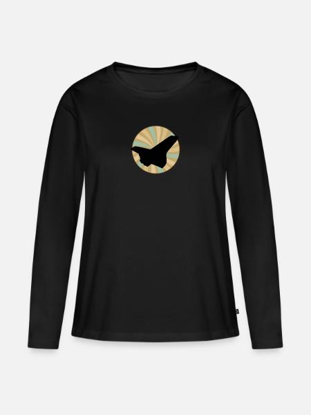 Luftfahrt Flugzeug - Frauen Premium Bio Langarmshirt - Schwarz