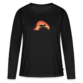 Aerospace Flieger - Frauen Premium Bio Langarmshirt - Schwarz - Vorne - Julia (174cm)