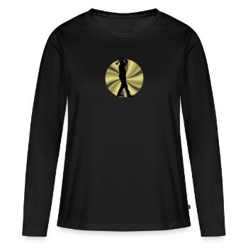 Axe Throwing Axtwerfen - Frauen Premium Bio Langarmshirt - Schwarz - Vorne - Julia (174cm)