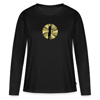 Langbogen Bogen - Frauen Premium Bio Langarmshirt - Schwarz - Vorne - Julia (174cm)