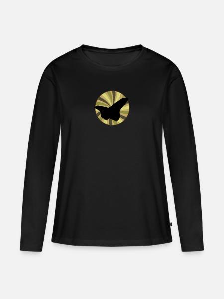 Fliegen Flugzeug - Frauen Premium Bio Langarmshirt - Schwarz