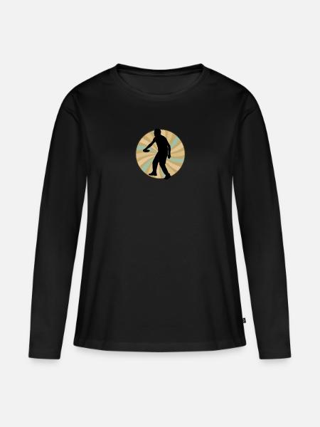 Frisbee Discgolf Frisbee - Frauen Premium Bio Langarmshirt - Schwarz