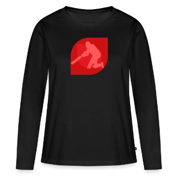 Cricket Cricketspieler Cricket - Frauen Premium Bio Langarmshirt - Schwarz - Vorne - Julia (174cm)