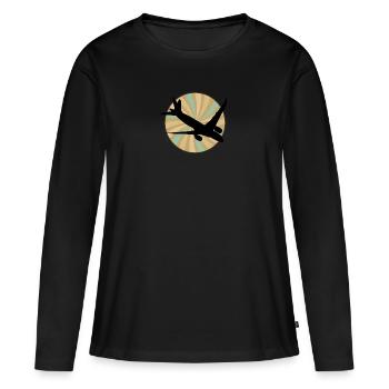Luftfahrt Pilot Aerospace - Frauen Premium Bio Langarmshirt - Schwarz - Vorne - Julia (174cm)