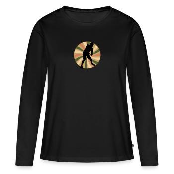 Disc golf - T-shirt manches longues Premium bio Femme - noir - Devant - Julia (174cm)