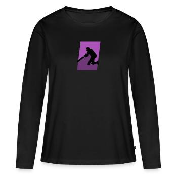 Pichet de cricket Joueur de cricket - T-shirt manches longues Premium bio Femme - noir - Devant - Julia (174cm)