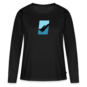 Ingénierie aérospatiale Avion Avion - T-shirt manches longues Premium bio Femme - noir - Devant - Julia (174cm)