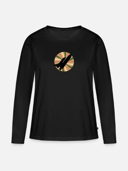 Luftfahrt Aerospace Flieger - Frauen Premium Bio Langarmshirt - Schwarz
