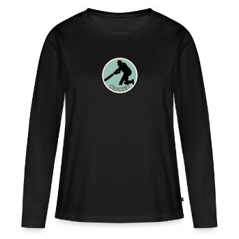 Cricketspieler Pitcher Cricket - Frauen Premium Bio Langarmshirt - Schwarz - Vorne - Julia (174cm)