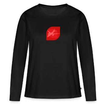 Aerospace Flieger Luftfahrt - Frauen Premium Bio Langarmshirt - Schwarz - Vorne - Julia (174cm)