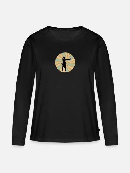 Bogenschütze Schießsport - Frauen Premium Bio Langarmshirt - Schwarz
