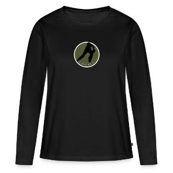Cricketspieler Cricketmannschaft Pitcher - Frauen Premium Bio Langarmshirt - Schwarz - Vorne - Julia (174cm)