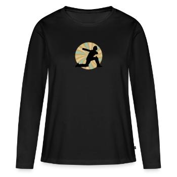 Pitcher Cricket Cricketteam - Frauen Premium Bio Langarmshirt - Schwarz - Vorne - Julia (174cm)