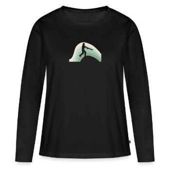 Pitcher Cricket Cricket - Frauen Premium Bio Langarmshirt - Schwarz - Vorne - Julia (174cm)