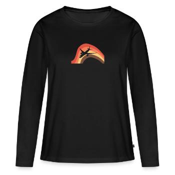 Génie aérospatial Génie aérospatial - T-shirt manches longues Premium bio Femme - noir - Devant - Julia (174cm)