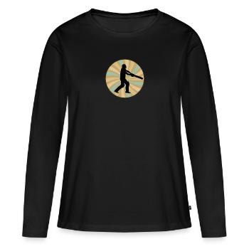 Équipe de cricket Équipe de cricket - T-shirt manches longues Premium bio Femme - noir - Devant - Julia (174cm)