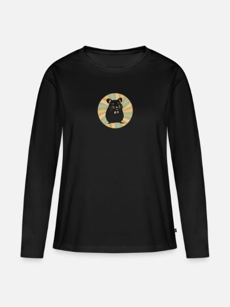 Hamster Maus Tierchen - Frauen Premium Bio Langarmshirt - Schwarz