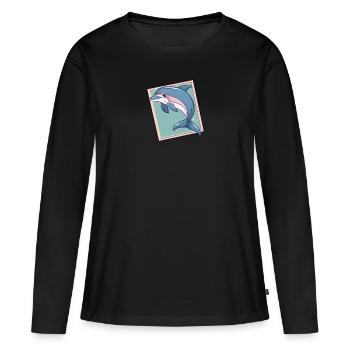 Dolphin Dolphins Marine Animals - Women's Premium Organic Long Sleeve Shirt - black - Front - Julia (174cm)