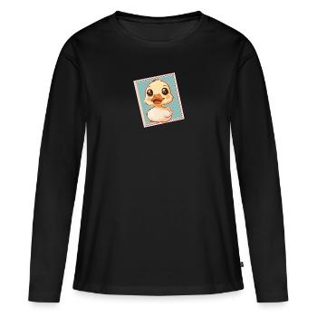 Caneton Bec Oiseau - T-shirt manches longues Premium bio Femme - noir - Devant - Julia (174cm)