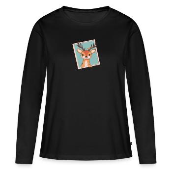 Hirschgeweih Wald - Frauen Premium Bio Langarmshirt - Schwarz - Vorne - Julia (174cm)