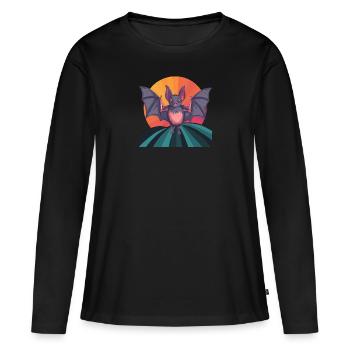 Fledermaus Bat - Frauen Premium Bio Langarmshirt - Schwarz - Vorne - Julia (174cm)