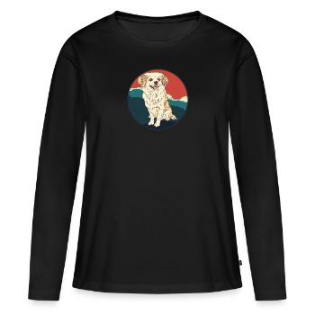 Chien teckel - T-shirt manches longues Premium bio Femme - noir - Devant - Julia (174cm)