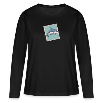 Dolphin Sea - Women's Premium Organic Long Sleeve Shirt - black - Front - Julia (174cm)