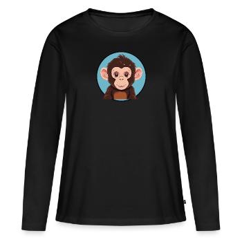 Affe Affen Affengesicht - Frauen Premium Bio Langarmshirt - Schwarz - Vorne - Julia (174cm)