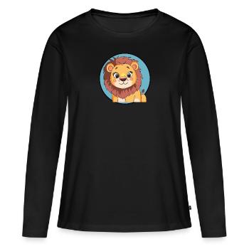 Loewe Lion's Head Cheetah - Women's Premium Organic Long Sleeve Shirt - black - Front - Julia (174cm)
