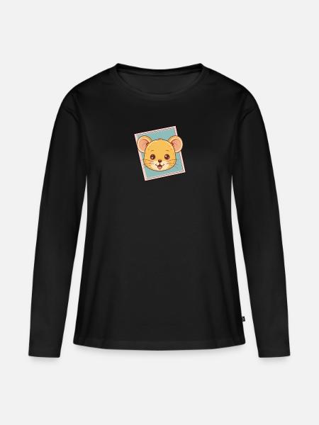 Maus Nagetier - Frauen Premium Bio Langarmshirt - Schwarz