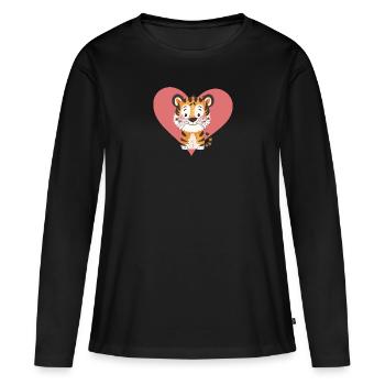 Tigre Loup Chat Sauvage - T-shirt manches longues Premium bio Femme - noir - Devant - Julia (174cm)